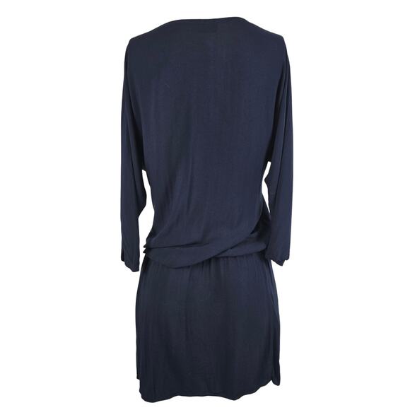 Hatch Navy Blue Faux Wrap Maternity Tunic Mini Dress Lightweight L - Picture 2 of 4